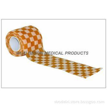 Cohesive Wrap Orange Check Self  Adhesive Bandage Custom Pr